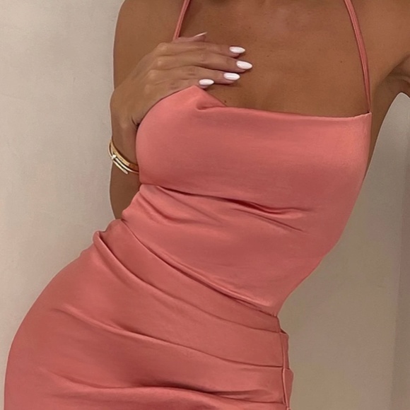 CLUB L  CORAL CAMI COWL NECK ASYMMETRIC DRESS - Picture 2 of 4